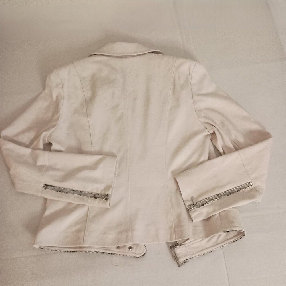 Insight Off White Faux Suede Moto Jacket Womens 10 - Picture 8 of 16